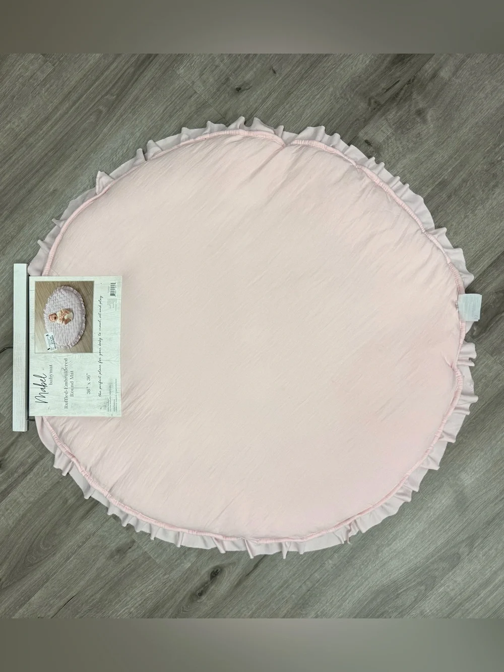 Mabel Baby Mat Pink Ruffled Embroidered Round Play Mat 36” x 36”